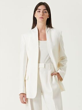 NWT Massimo Dutti Minimalist Ivory Cream Open Blazer